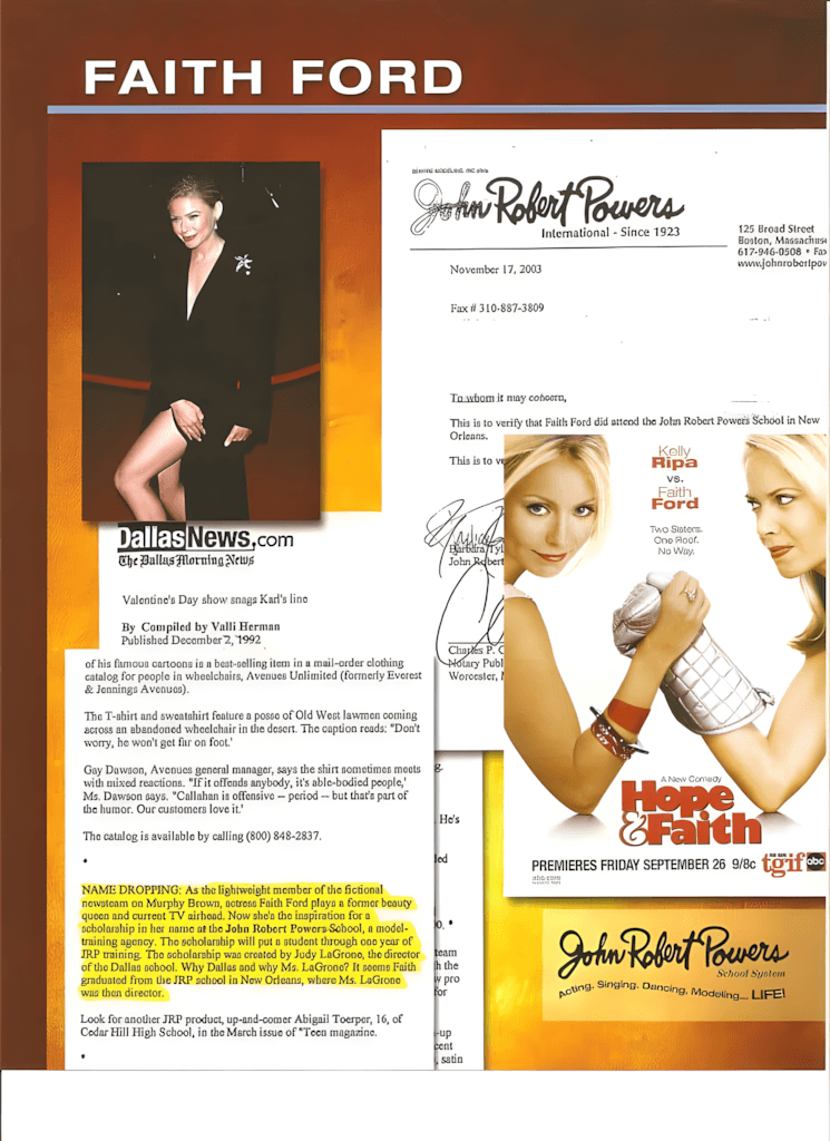 Faith Ford - a legacy of John Robert Powers